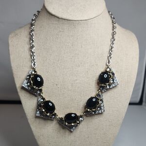 Stella & Dot Black and Gold Statement Necklace